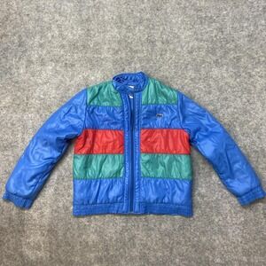 Vintage Izod Lacoste Puffer Jacket Size Junior 14 Large Hood Striped